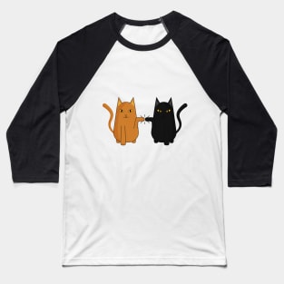 Black Cat And Orange Cat Relationship Baseball T-Shirt